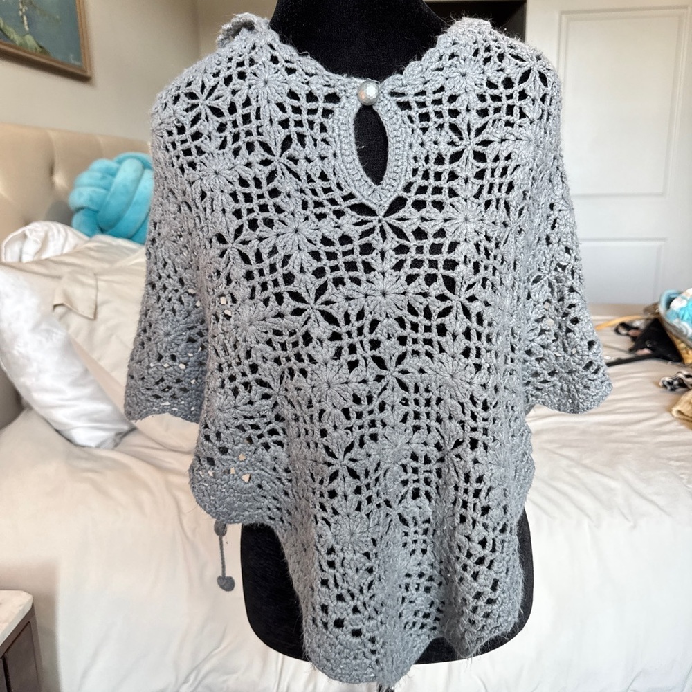 Y2K Charlotte Russe Gray Crochet Knitwear Sweater